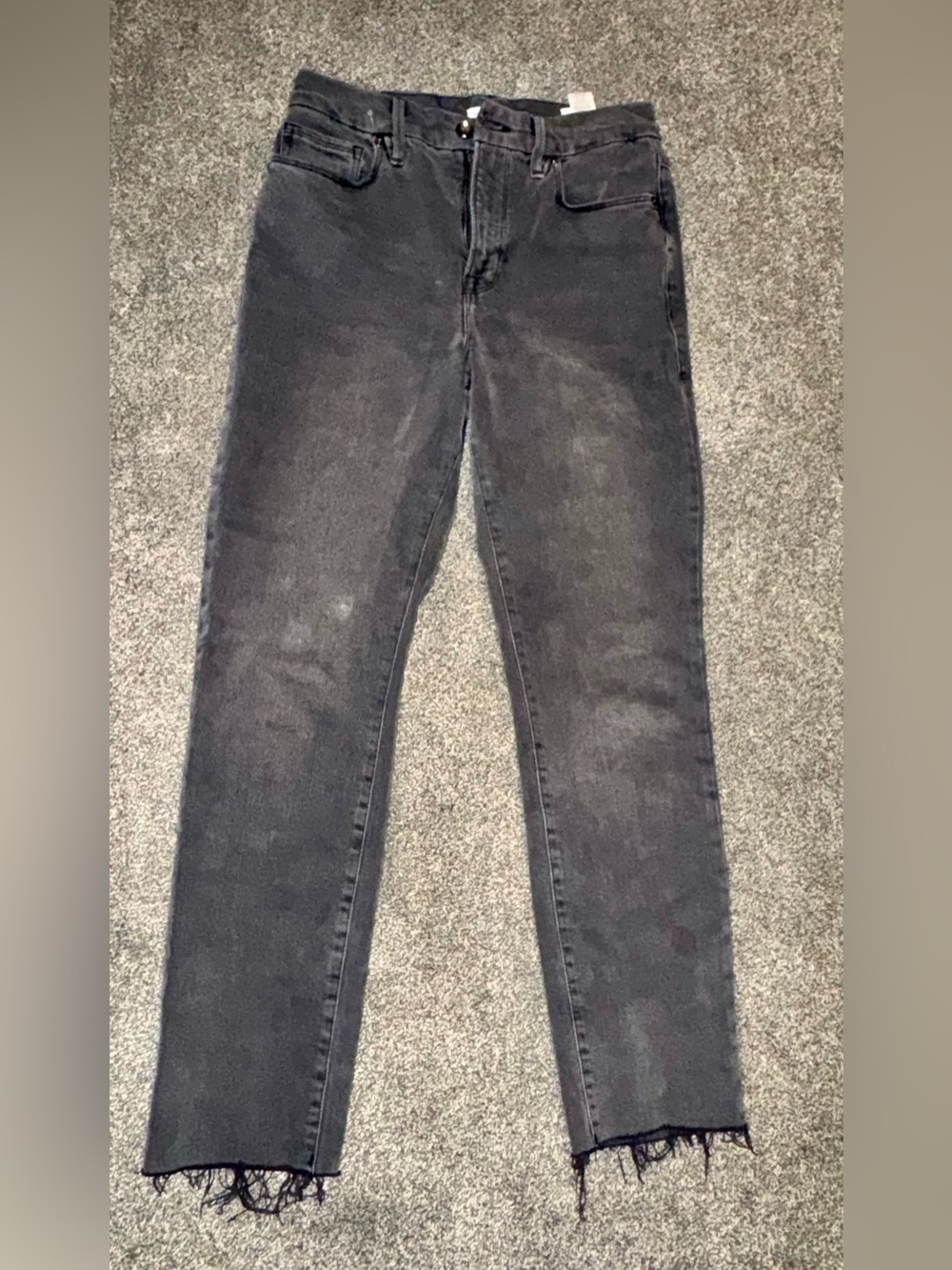 Good American light black/ Charcoal Grey High-Rise Straight Jeans